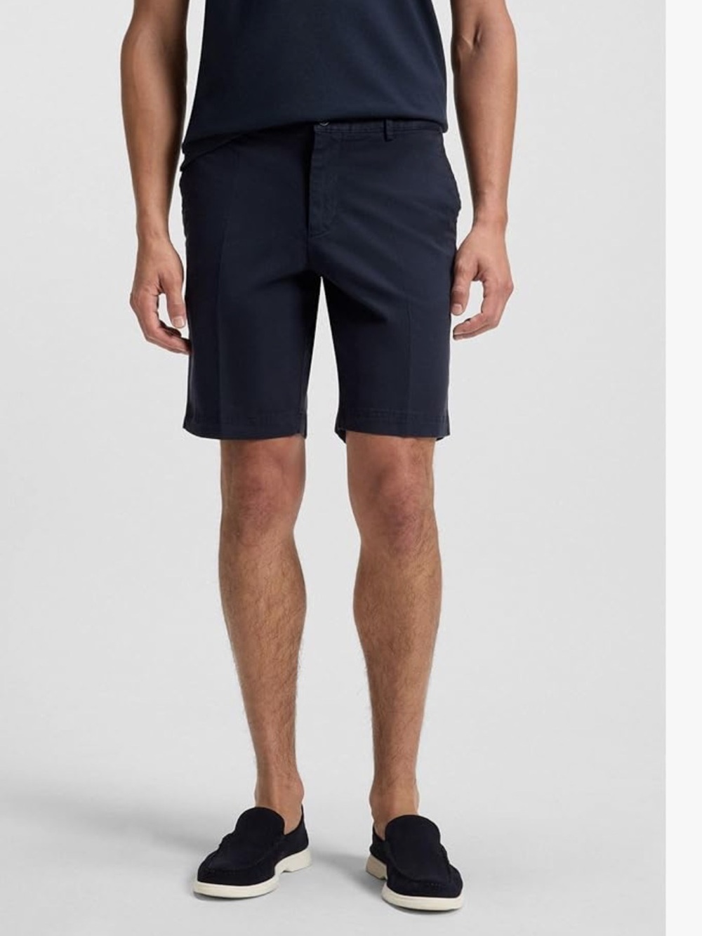 New BOSS Hugo Sz 34 Slice-Short Open Navy Slim Fit Chino Shorts